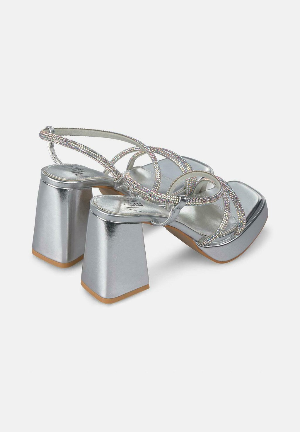 Сандалии CON TACÓN ANCHO PUNTERA CUADRADA Y CIERRE - High heeled sandals Alma Blue, серебряный — фото 3