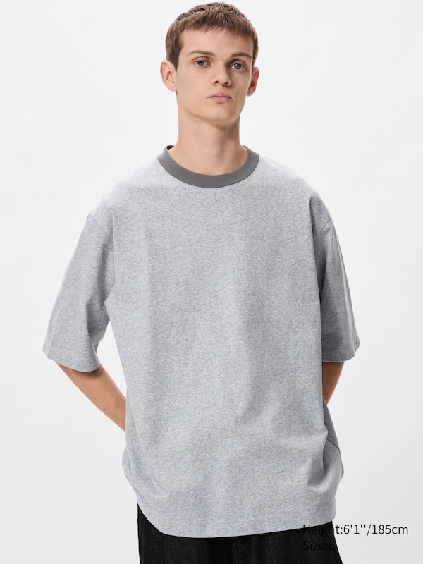 

Футболка oversize с цветными блоками (ringer) Uniqlo, серый