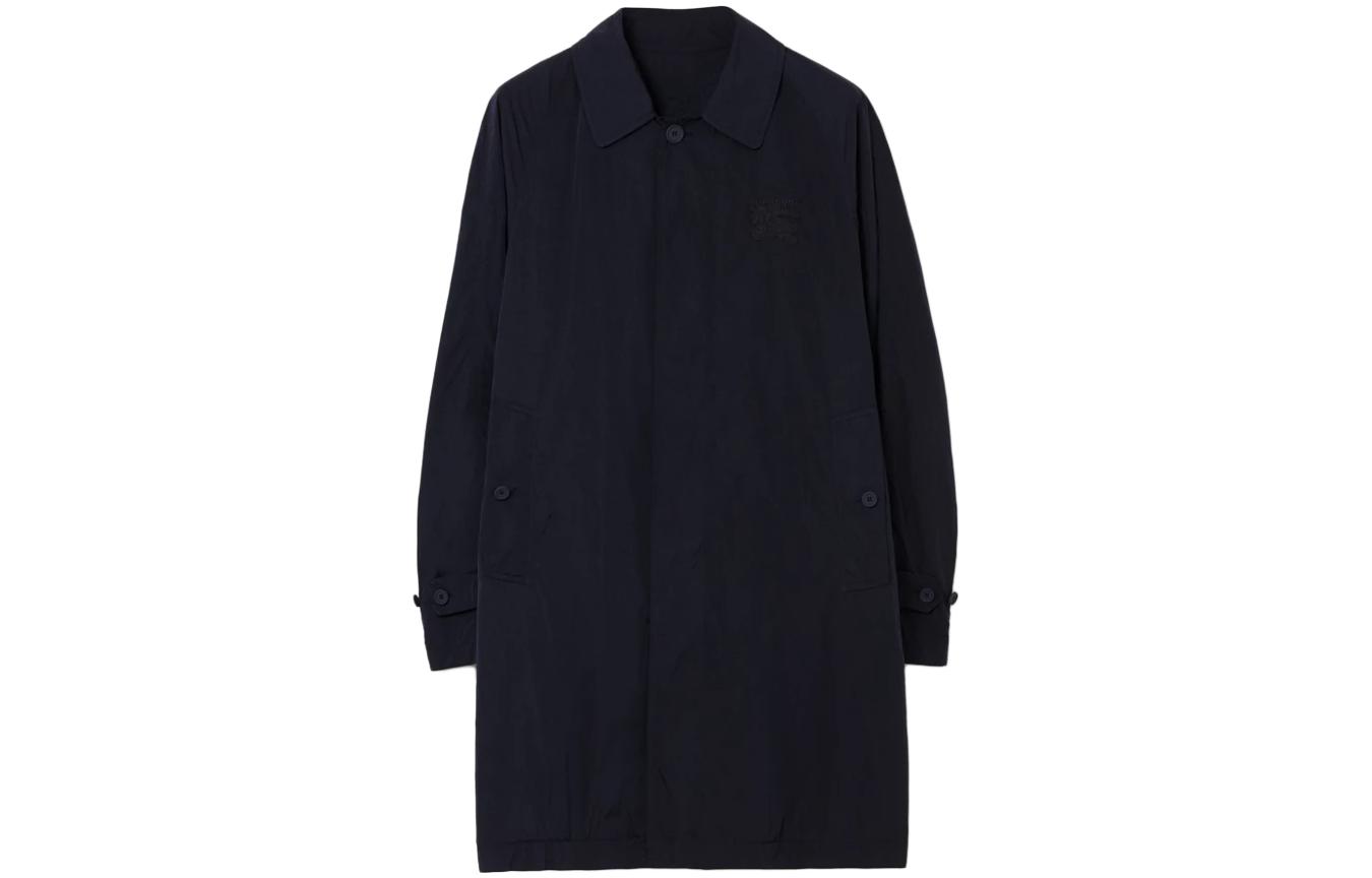 Пальто Burberry Однобортное с логотипом, Smoky Marine синий — фото 3