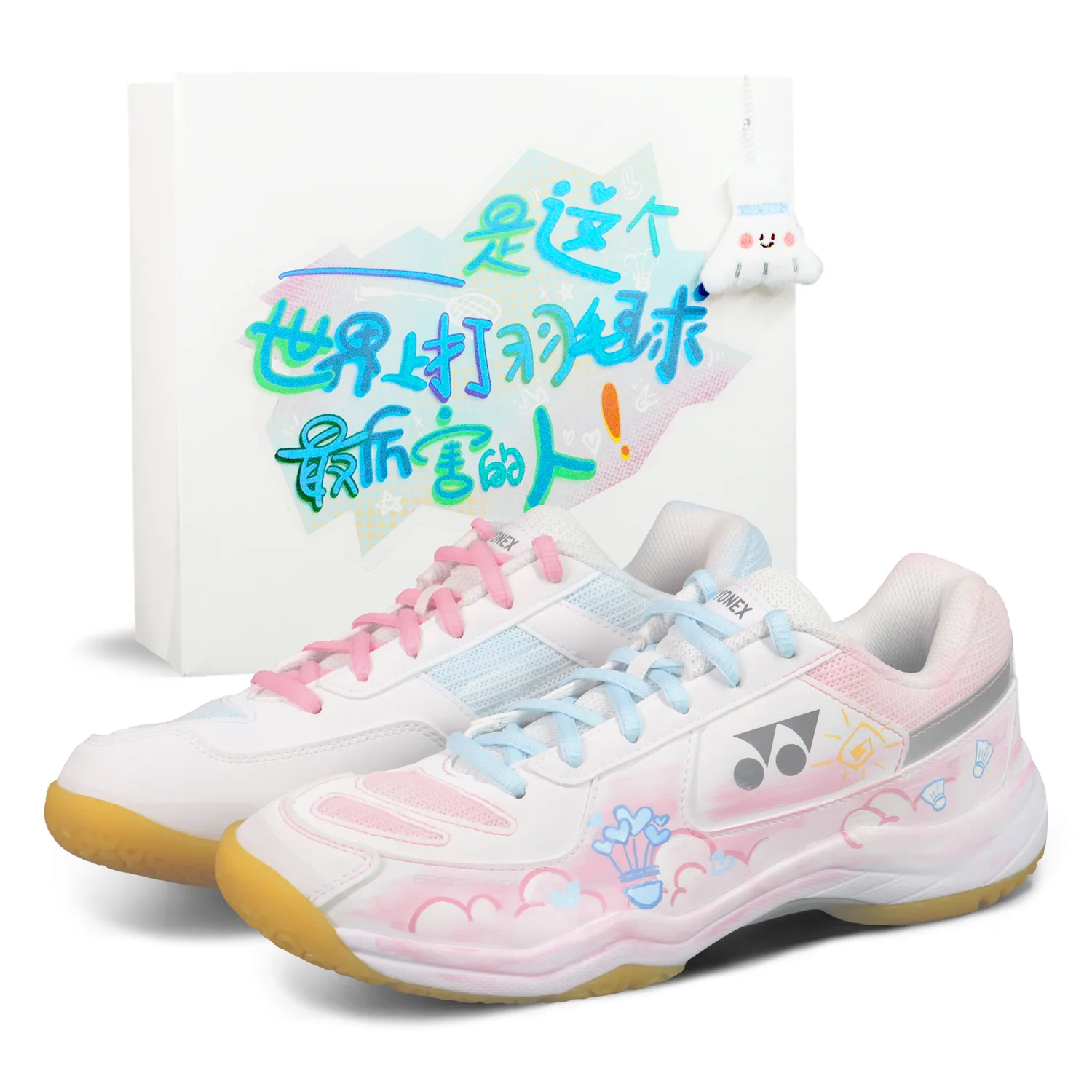 YONEX Кроссовки для бадминтона Power Cushion с амортизацией и износостойким покрытием, низкие, унисекс, розово-голубые