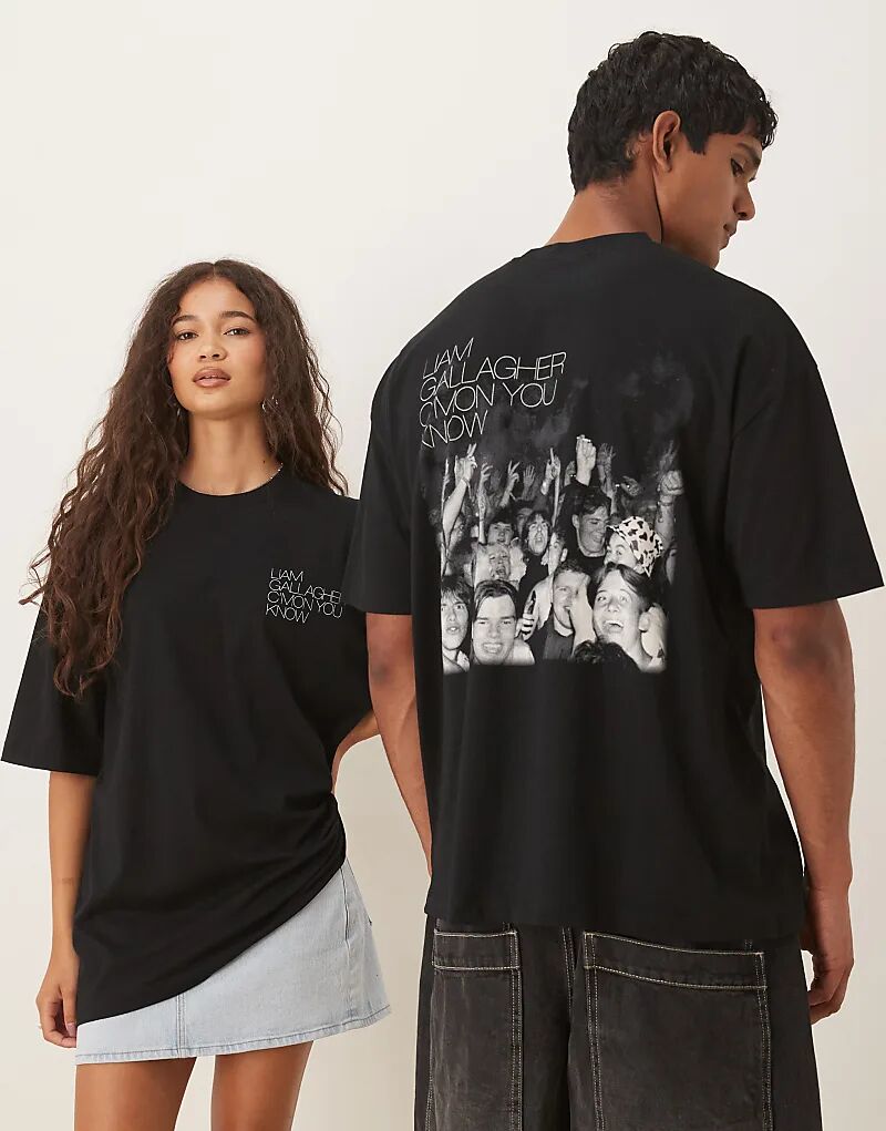 

Футболка ASOS DESIGN оверсайз с принтом Oasis Liam Gallagher черного цвета