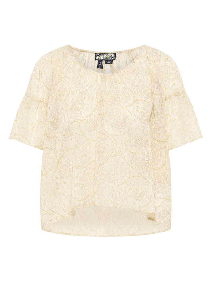 

Женская блузка-рубашка в бежево-белых и разноцветных тонах DreiMaster Vintage