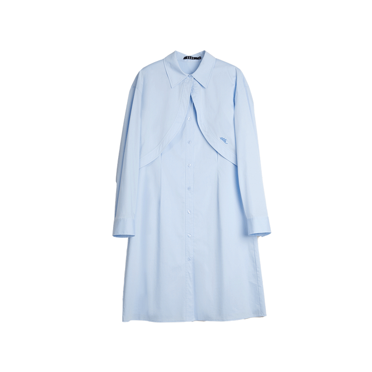 

ELLE Платье с длинными рукавами Women's Blue Lapel Moderate Mid Length