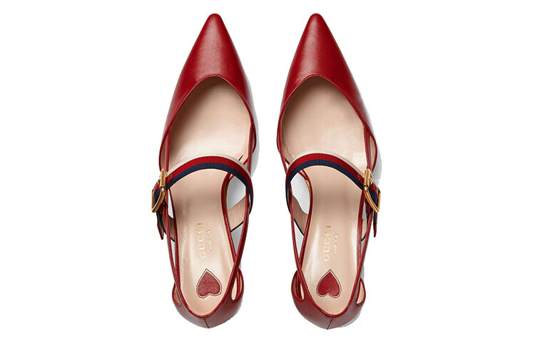Туфли женские Gucci на каблуке, красный — фото 3
