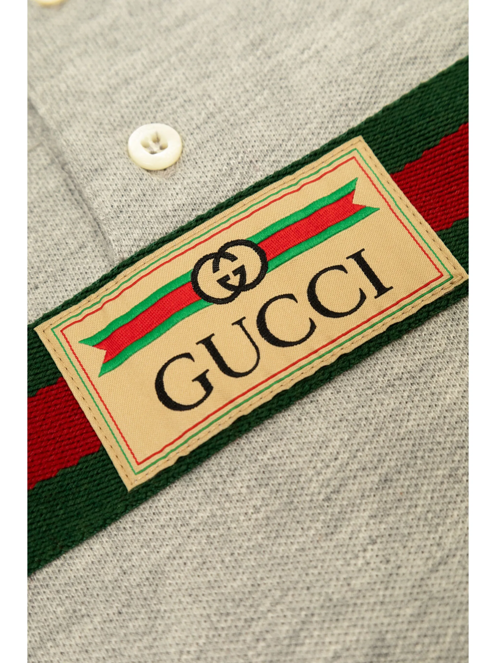 Рубашка поло с отделкой Web Gucci Kids, серый — фото 3