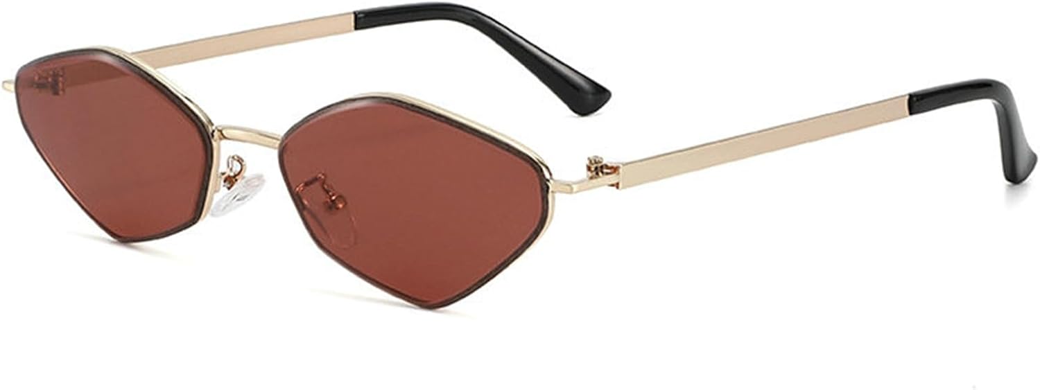 

Солнцезащитные очки Willochra Rimless Polygon для женщин, роскошные модные металлические очки «кошачий глаз» для женщин, винтажные очки с защитой от УФ-излучения UV400, C3