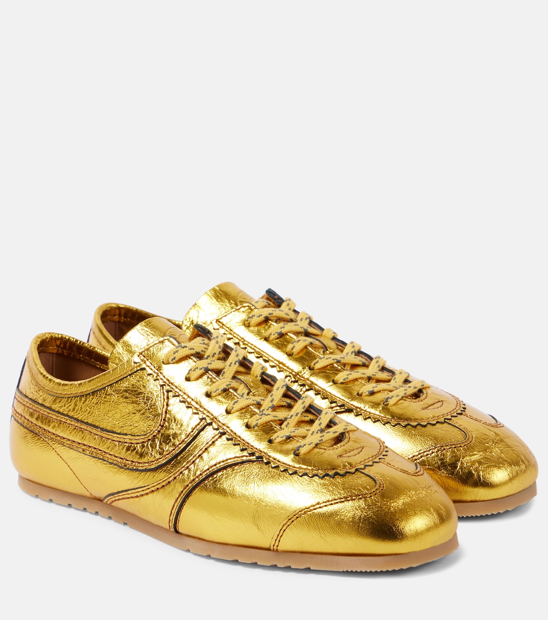 Кроссовки из металлизированной кожи Dries Van Noten, золотой