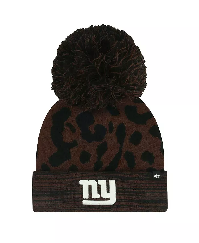 

Женская коричневая вязаная шапка New York Giants Cacao с манжетой и помпоном '47 Brand