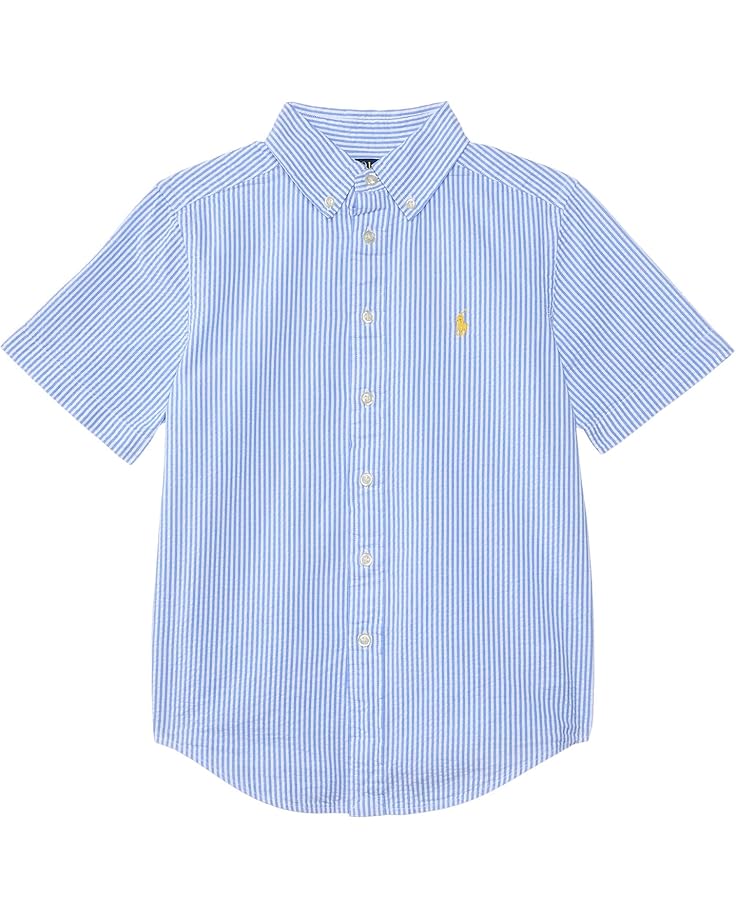 

Рубашка Polo Ralph Lauren Kids Cotton Seersucker Short-Sleeve Shirt, цвет 2604A Blue/White
