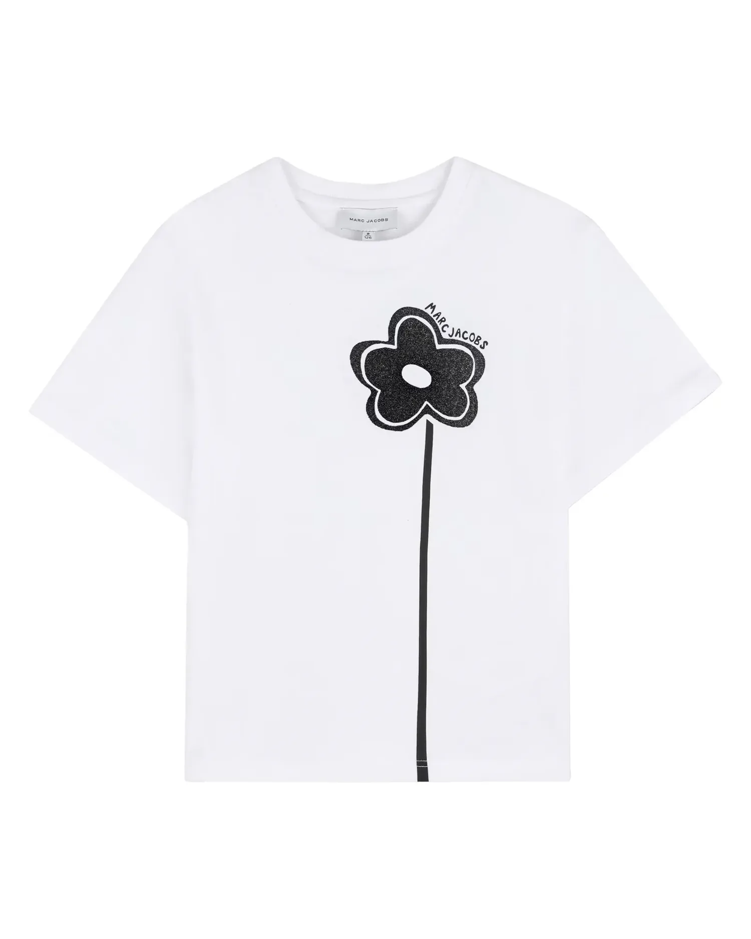 Короткая футболка для девочки из хлопка с рисунком на передней стороне Marc Jacobs, белый