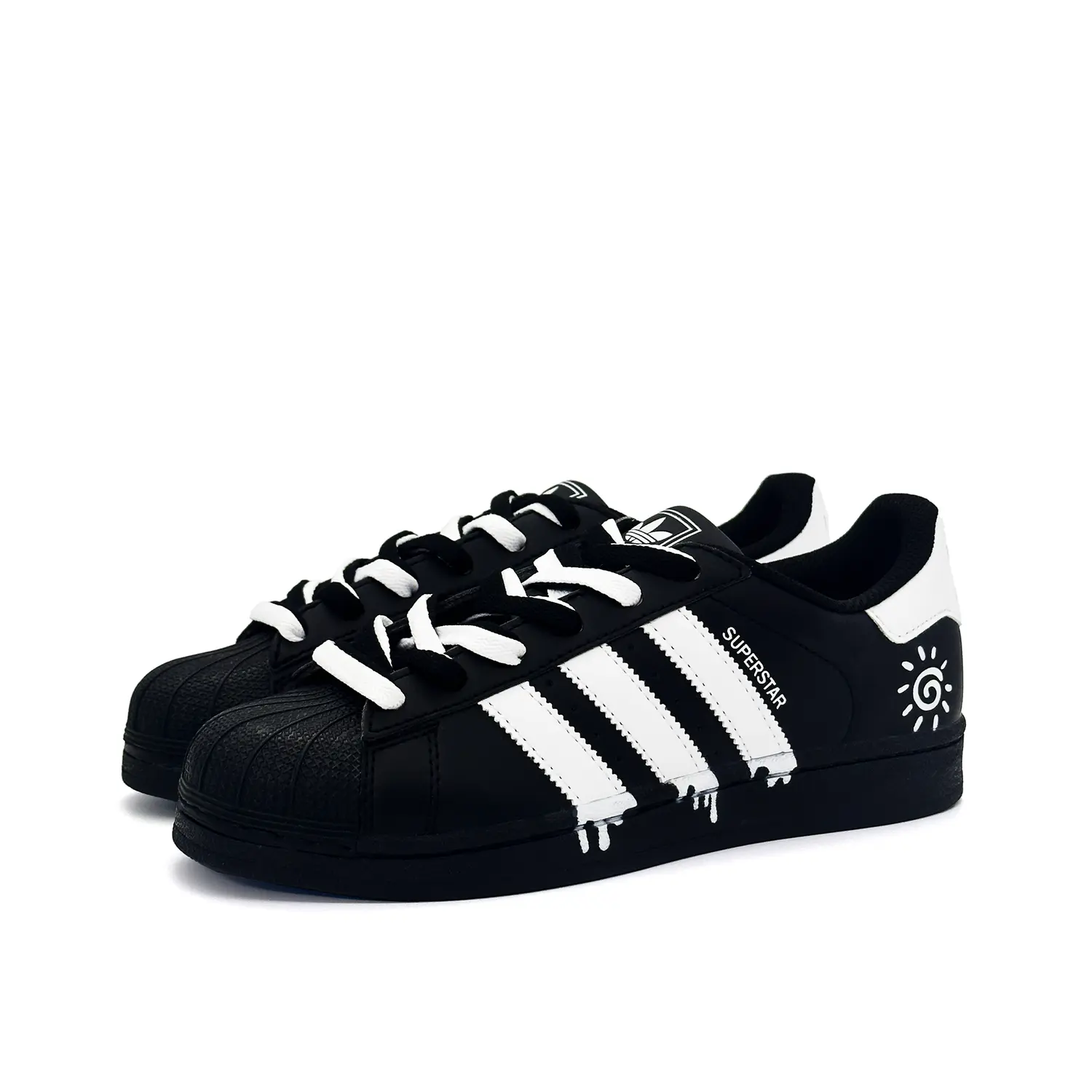 Adidas Originals Superstar 2 Swirl Sun устойчивые к истиранию низкие детские скейтбординг кроссовки black для подростков — фото 4