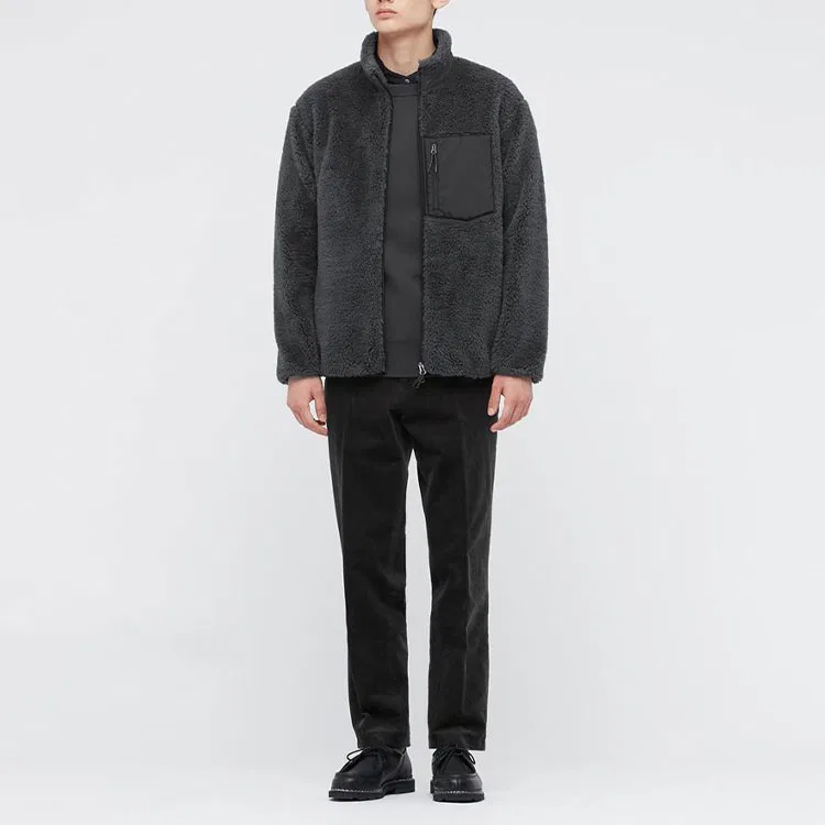 Куртка вельветовая мужская темно-серая со стоячим воротником UNIQLO, Dark Gray — фото 3