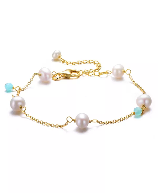 

Изящный браслет с жемчугом, покрытый 14-каратным золотом Rachel Glauber, blue