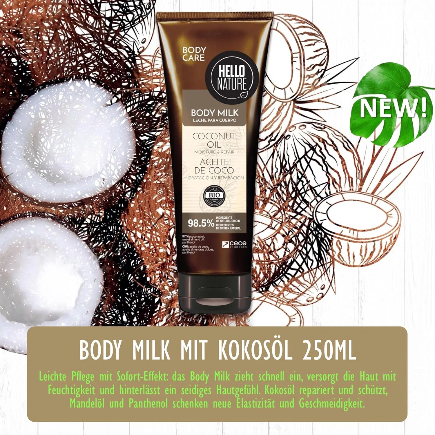 Молочко для тела P-Beauty Naturkosmetik с органическим кокосовым маслом, 250 мл P-Beauty Cosmetic Accessories, Body Milk With Coconut Oil (250 Ml) — фото 3