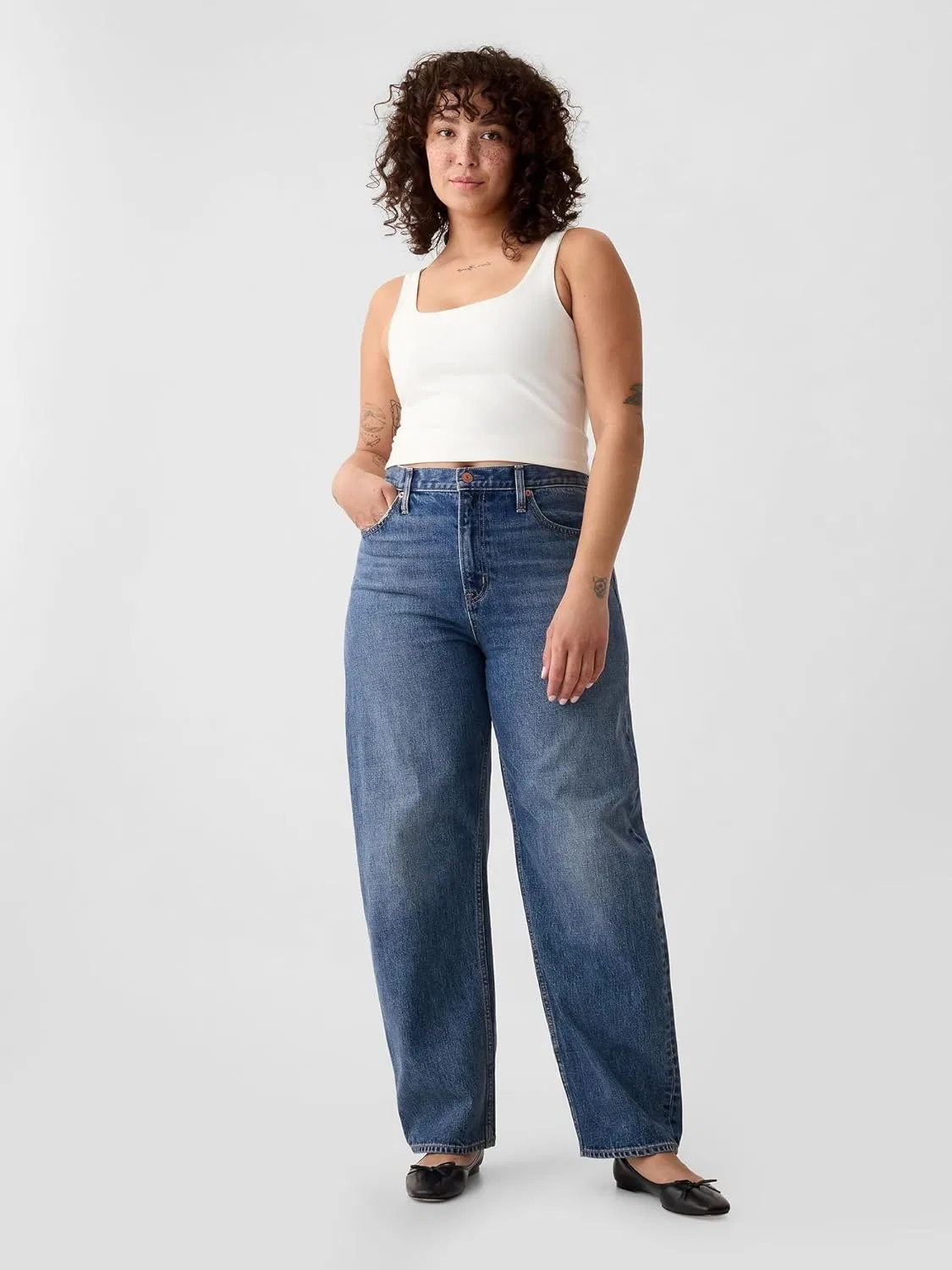 Джинсы GAP высокой посадки Medium Indigo — фото 4