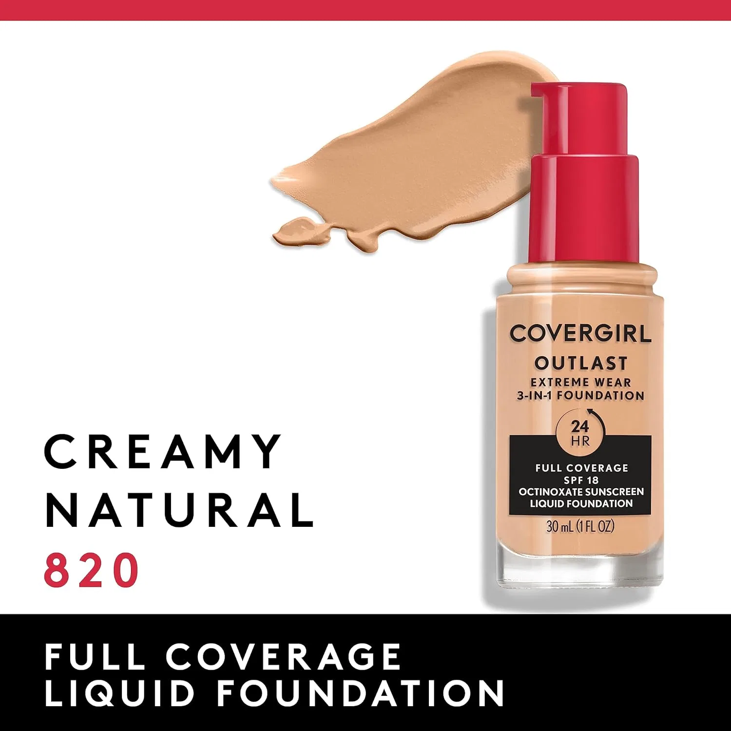 Тональное средство полного покрытия 3-в-1 Covergirl Outlast Extreme Wear SPF18, 30 мл, кремовый натуральный — фото 3