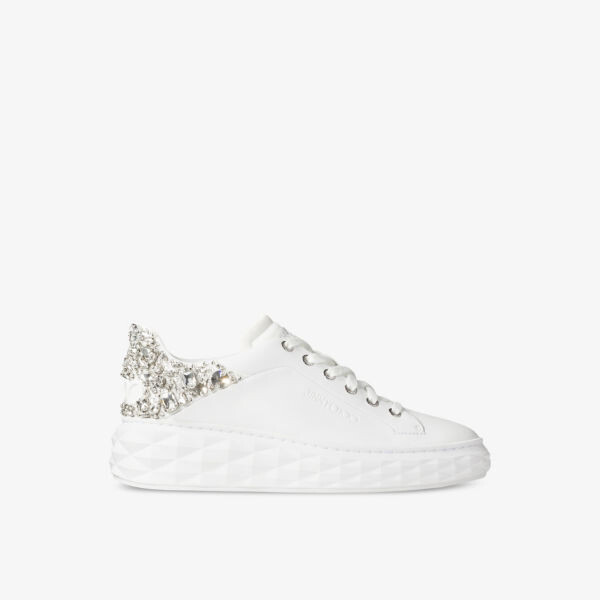 Кроссовки diamond maxi из кожи и ткани с пайетками и низким берцем Jimmy Choo, белый