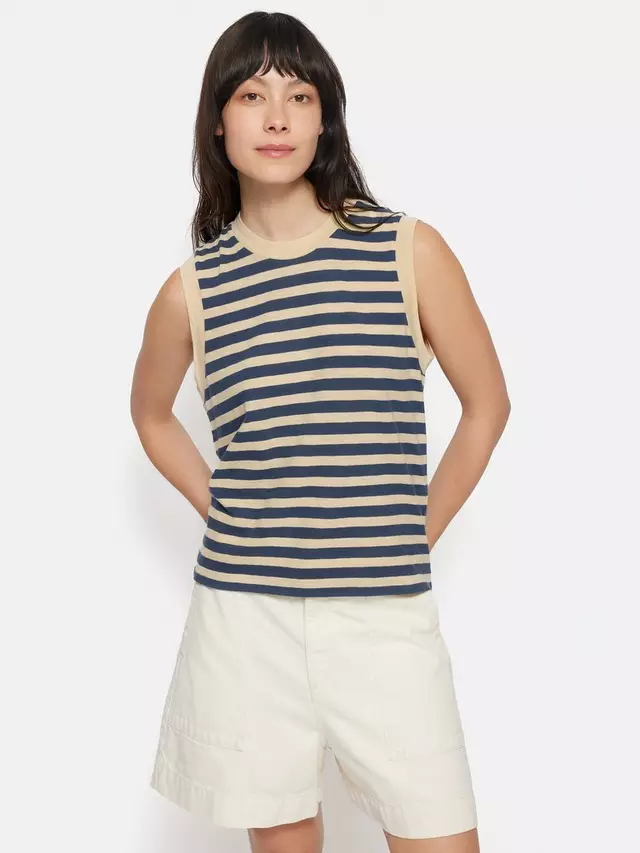 

Топ Jigsaw Cotton Slub Stripe Tank, цвет blue/beige