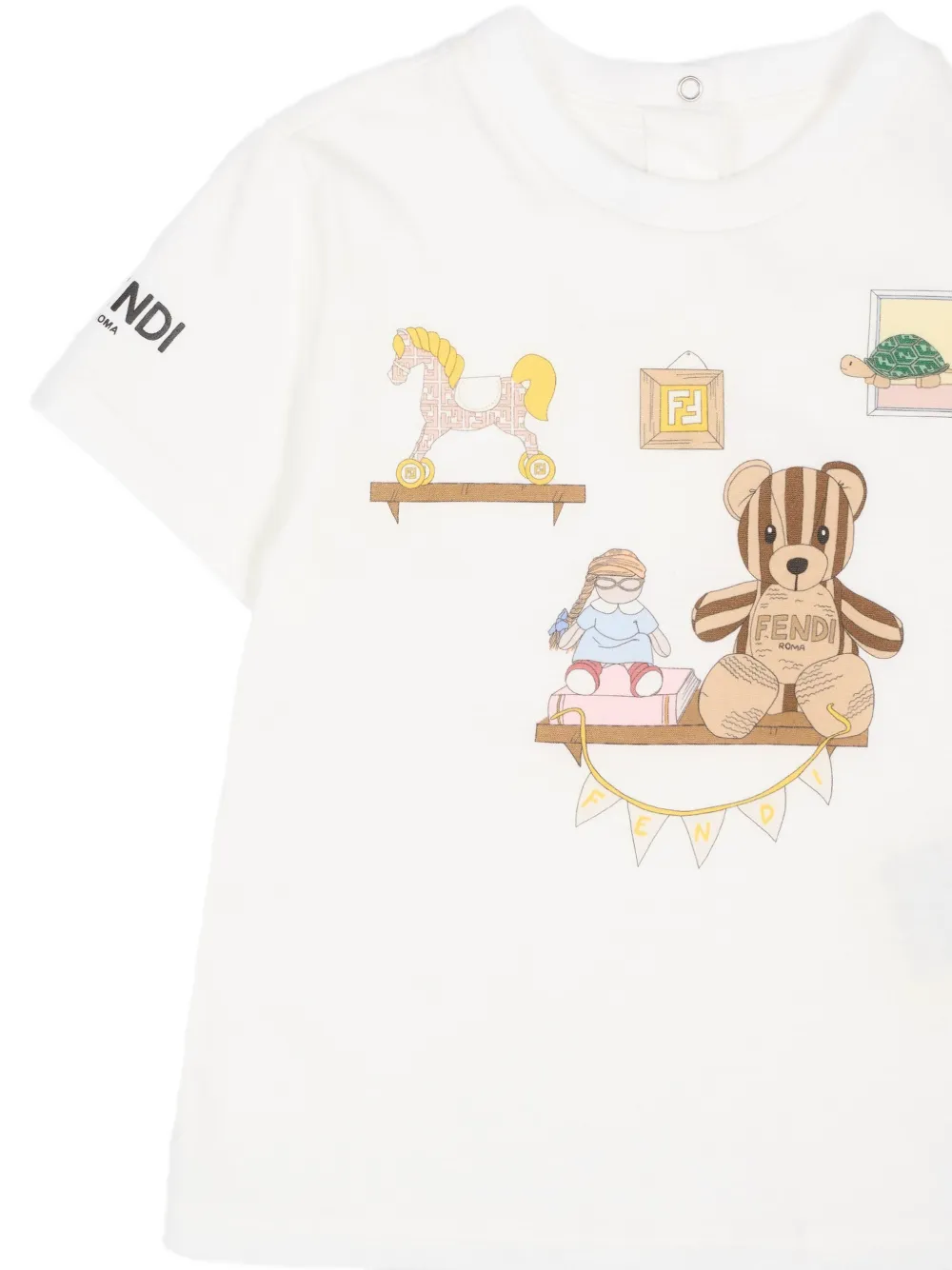 Футболка с короткими рукавами и принтом Fendi Kids, белый — фото 3
