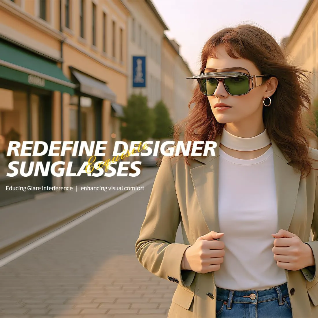 

Солнцезащитные очки-козырек для женщин, модные солнцезащитные очки-козырек с защитой от УФ-излучения UV400, ретро-очки с чехлом RZZLGY, Brown/Olive Green