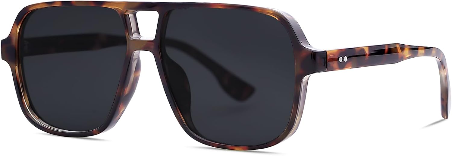 

Ретро-солнцезащитные очки-авиаторы в стиле 70-х для женщин и мужчин, с цветными тонированными линзами, пластиковые, модные винтажные очки в стиле вестерн Tskestvy, Tortoise Shell Frame/ Black Lens