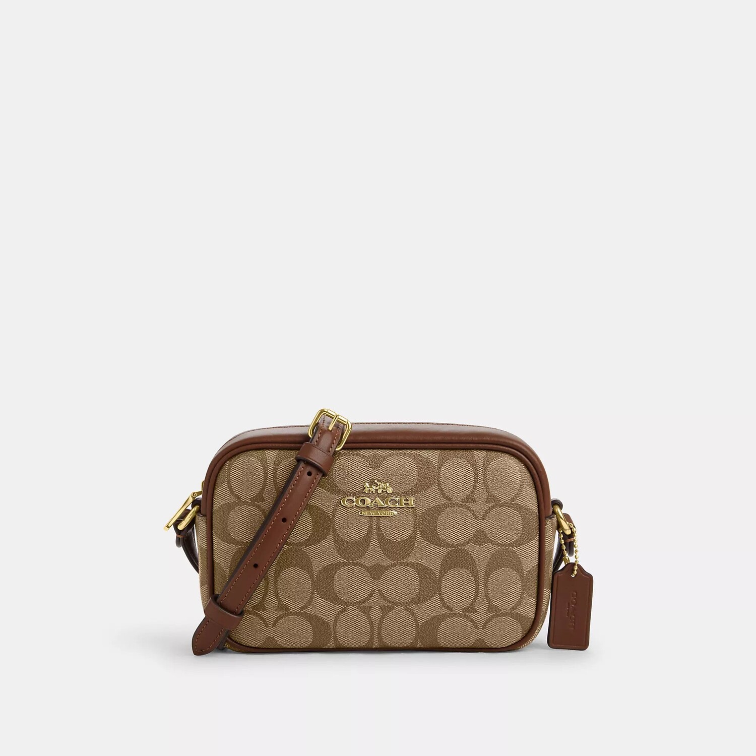 

Миниатюрная сумка для фотоаппарата Jamie из фирменной парусины Coach Outlet, цвет Gold/Khaki Saddle 2