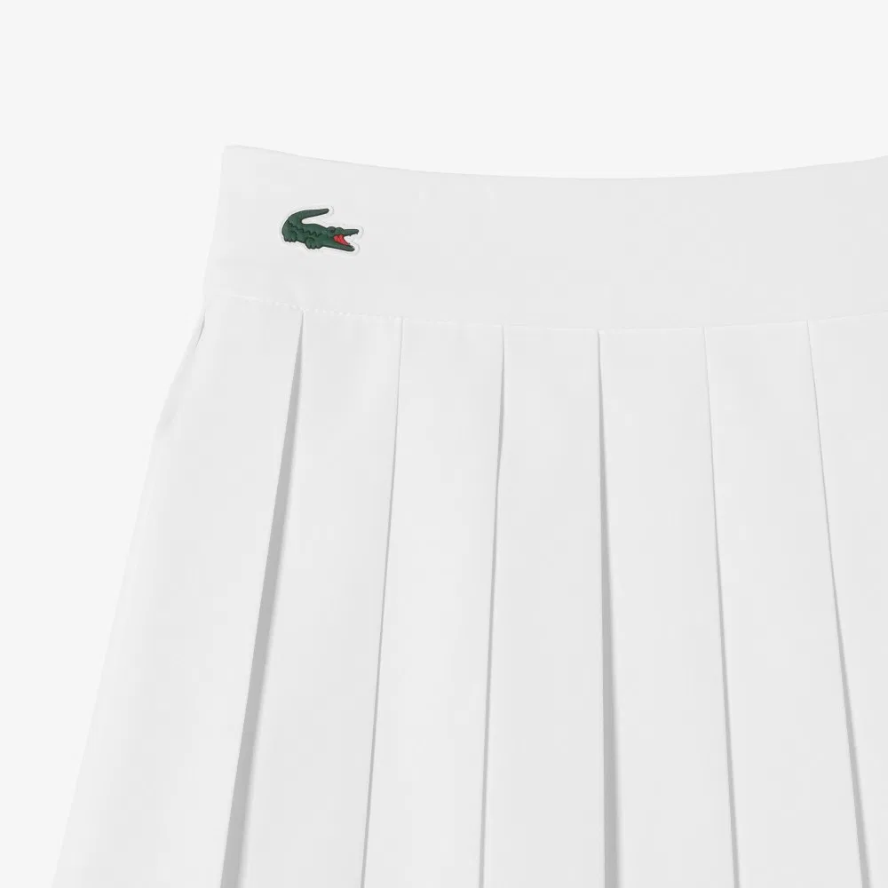Юбка теннисная Lacoste с тесьмой, спортивная, молочно-белая — фото 4