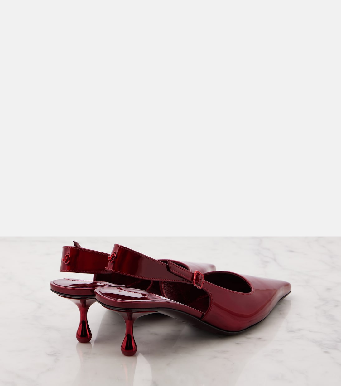 Туфли-лодочки Amel 50 из лакированной кожи с открытой пяткой Jimmy Choo, Ruby Red — фото 2