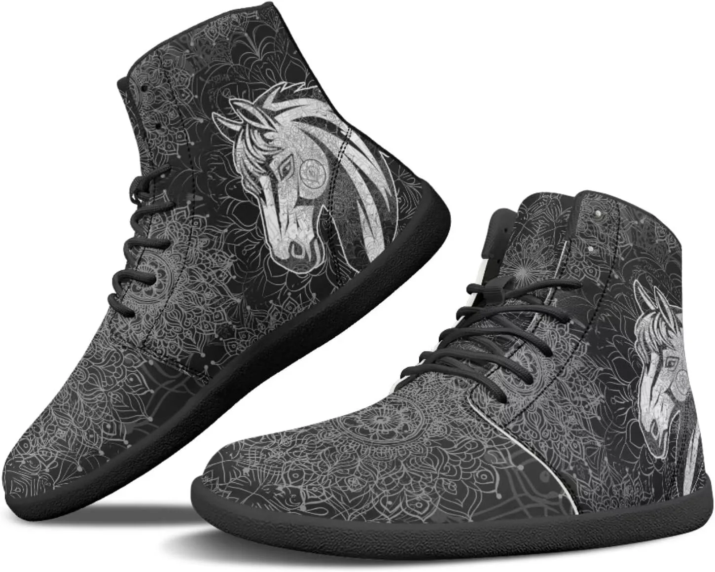 Мужские и женские босоножки Mens Wolves с высоким верхом, минималистичные кроссовки для трейл-раннинга с принтом лошади, босоножки с широкой носочной частью, кроссовки с принтом дракона Glomenade — фото 3