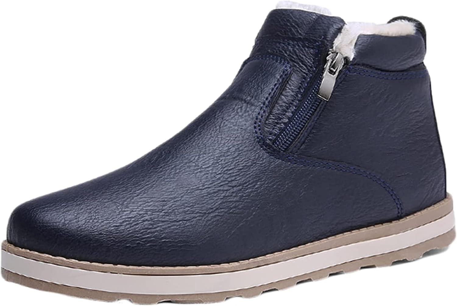 

Зимние мужские снегоступы Yiozoi, теплые, с бархатной подкладкой, легкие, износостойкие, высокие ежедневные прогулочные ботинки на молнии с кожаными рабочими щиколоточными ботинками, синий