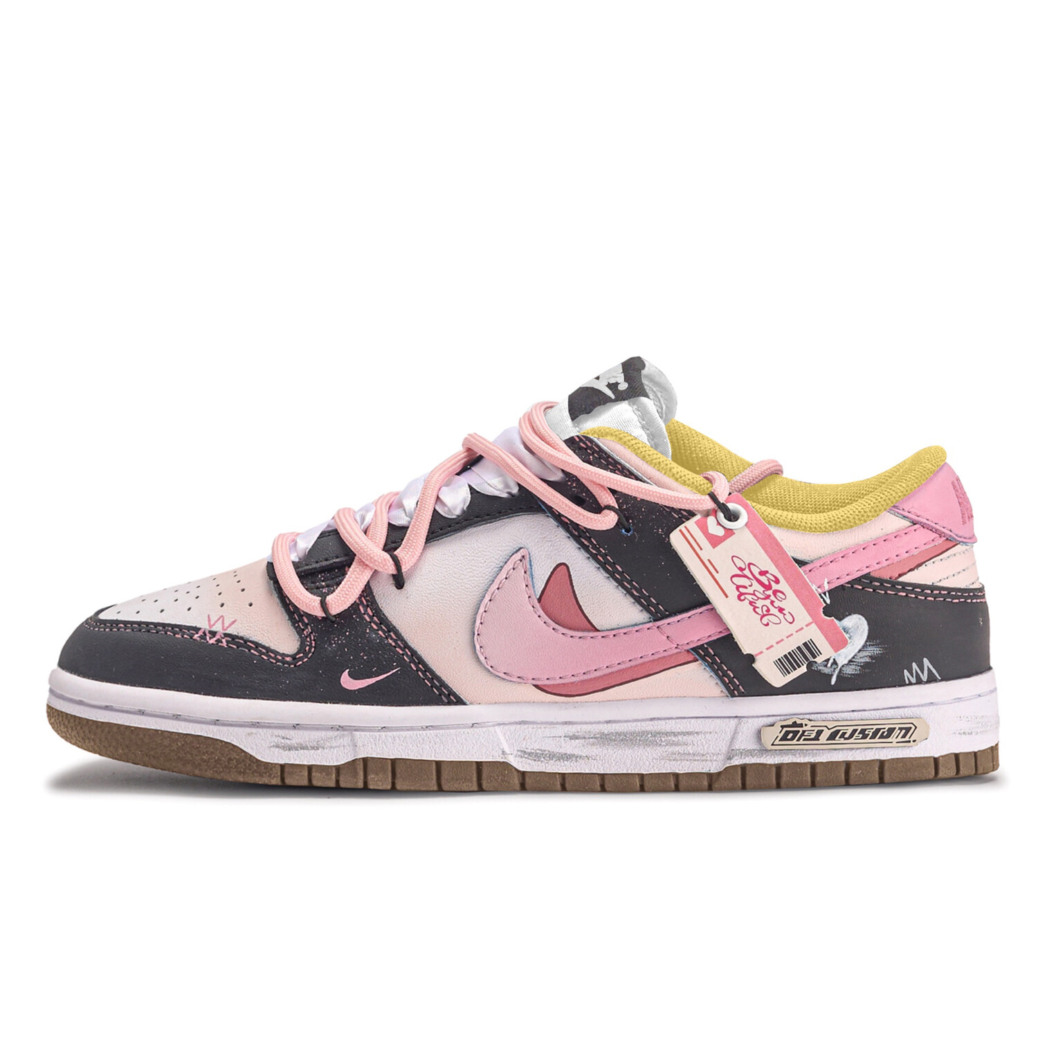 

Кроссовки Nike Dunk Skateboarding Shoes Unisex Low-top Black/pink, черный/розовый