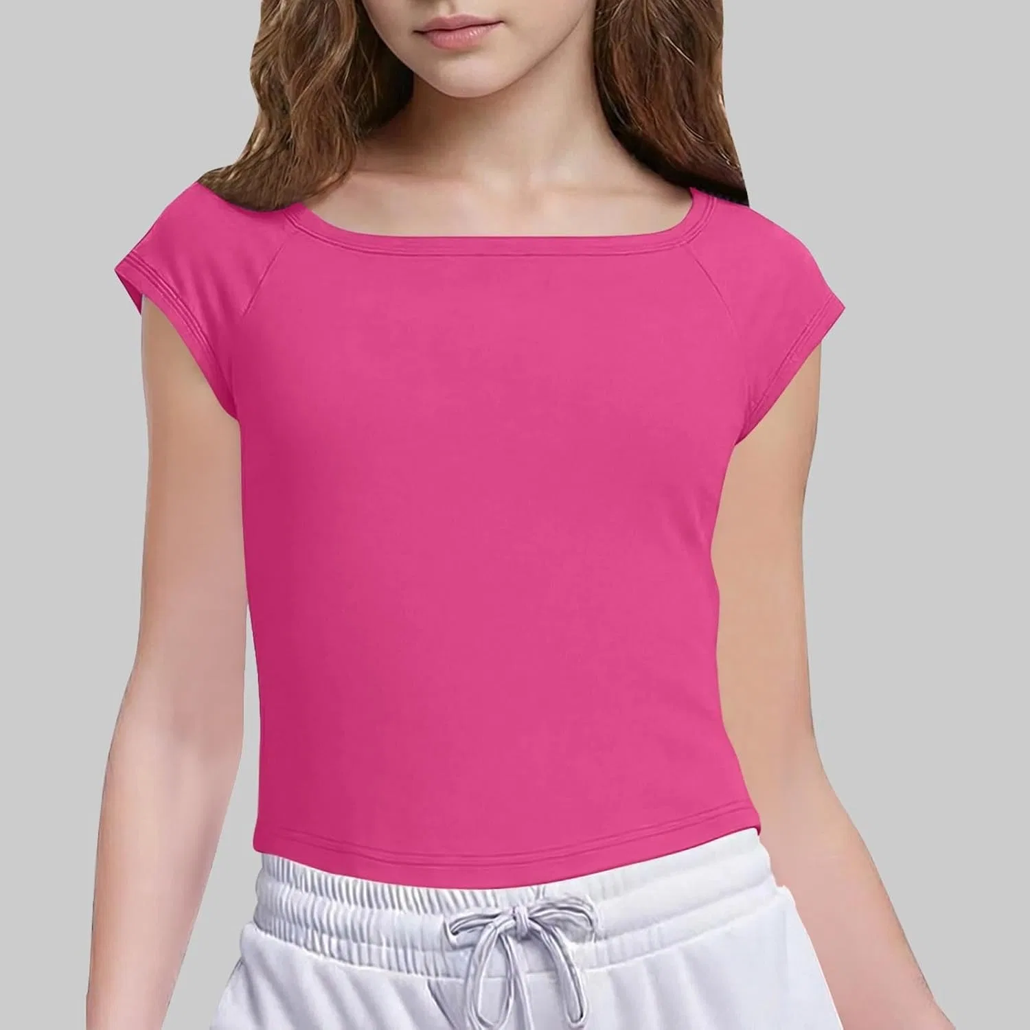 Футболка с коротким рукавом, однотонная, Zzalalana, детская, Hot Pink — фото 3