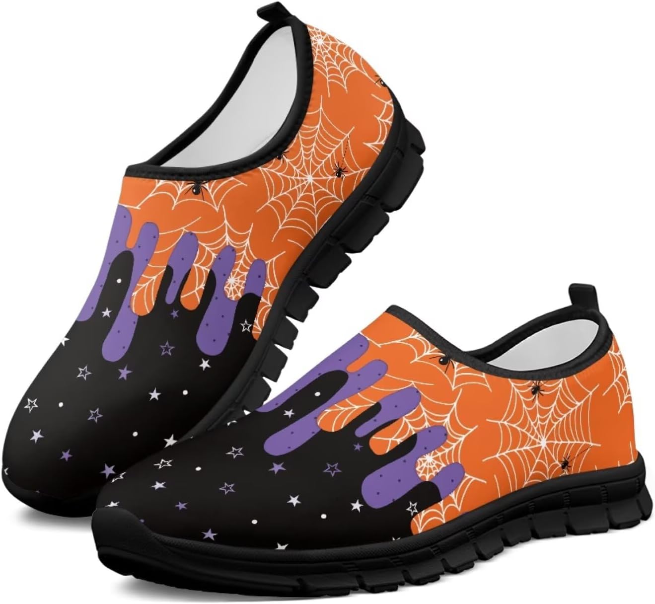 

Мужские слипоны Howilath с рисунком черепа, повседневная обувь для дома, кроссовки для бега, обувь без шнурков с противоскользящей подошвой, Halloween Star Spiderweb