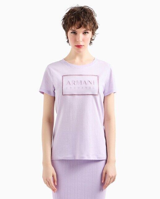 

Женская футболка с короткими рукавами и вырезанным логотипом Armani Exchange, сиреневый