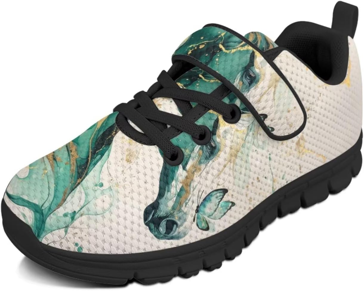 

Зеленые кроссовки для девочек, маленьких детей, нескользящие, для спорта, дышащие, легкие, с вязаной сеткой, для бега, школьные с одной пряжкой и шнуровкой Pointodoor