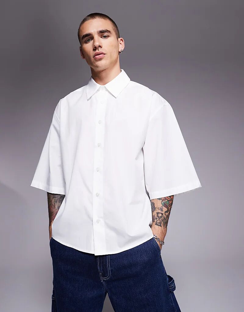 

Рубашка свободного кроя ASOS DESIGN белого цвета из поплина