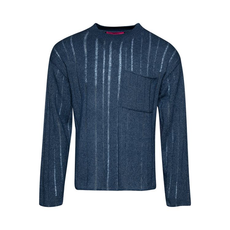 

Свитер The Elder Statesman Drop Needle Pocket Racing Crew, Sea Blue