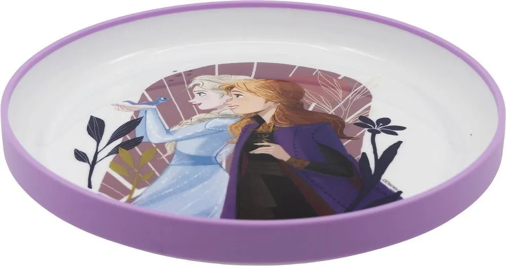 Пластиковая тарелка Tataway Disney Frozen Эльза и Анна для девочек с противоскользящей основой, белая и фиолетовая Stor — фото 4