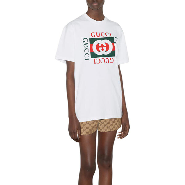 Футболка print cotton jersey t-shirt 'white' Gucci, белый — фото 3