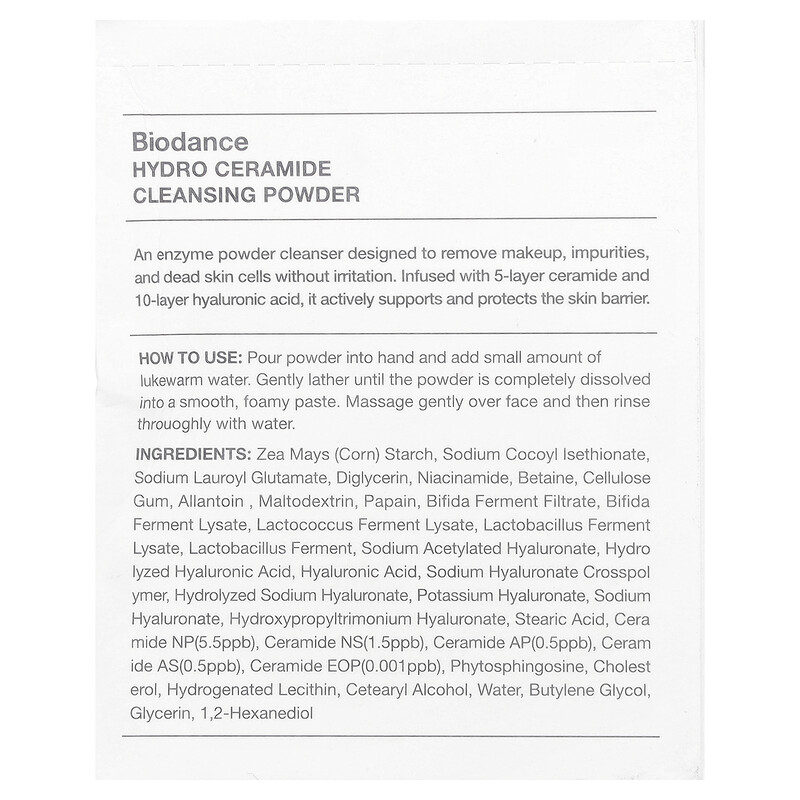 Biodance, Очищающая пудра Hydro Ceramide, 30 пакетиков по 1 г (0,03 унции) — фото 2