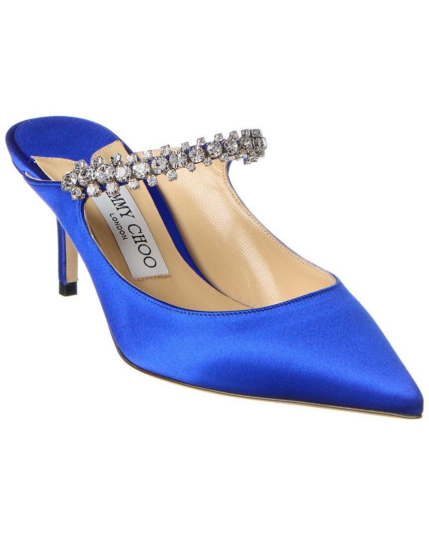 Jimmy Choo Bing 65 Сатиновая шлепанцы, синий