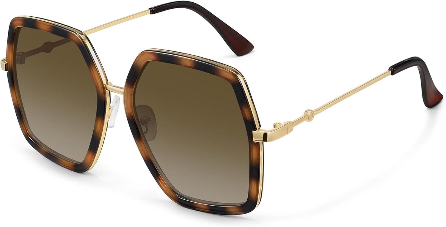 

Солнцезащитные очки STORYCOAST большого квадратного размера для женщин в стиле ретро, ​​роскошные большие солнцезащитные очки с защитой UV400 S8696, (8696)leopard / Brown