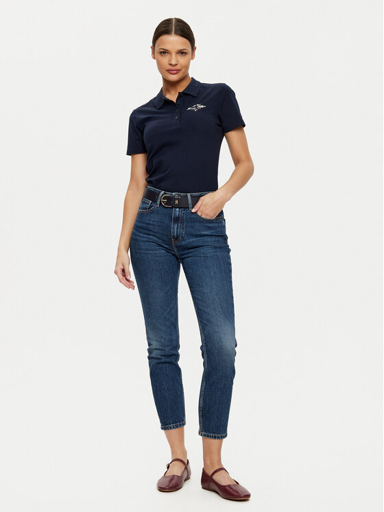 Поло slim fit WW0WW43930 Tommy Hilfiger, синий — фото 2