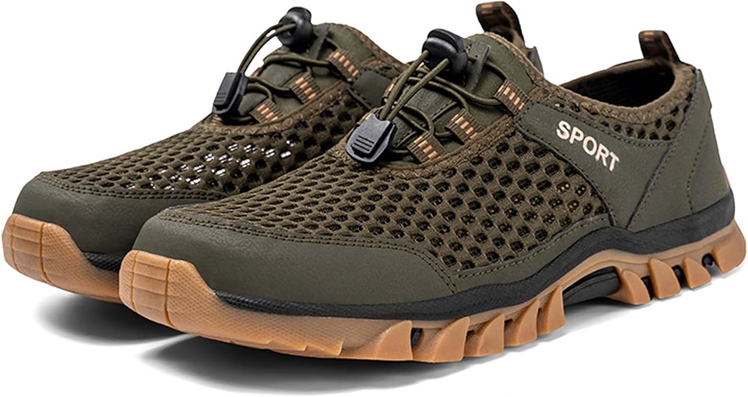 

Мужские спортивные водные туфли, дышащие, быстро сохнущие, летние, подходят для активного отдыха на пляже, плавания, серфинга, противоскользящие, легкие, для кемпинга и походов Generic, зеленый