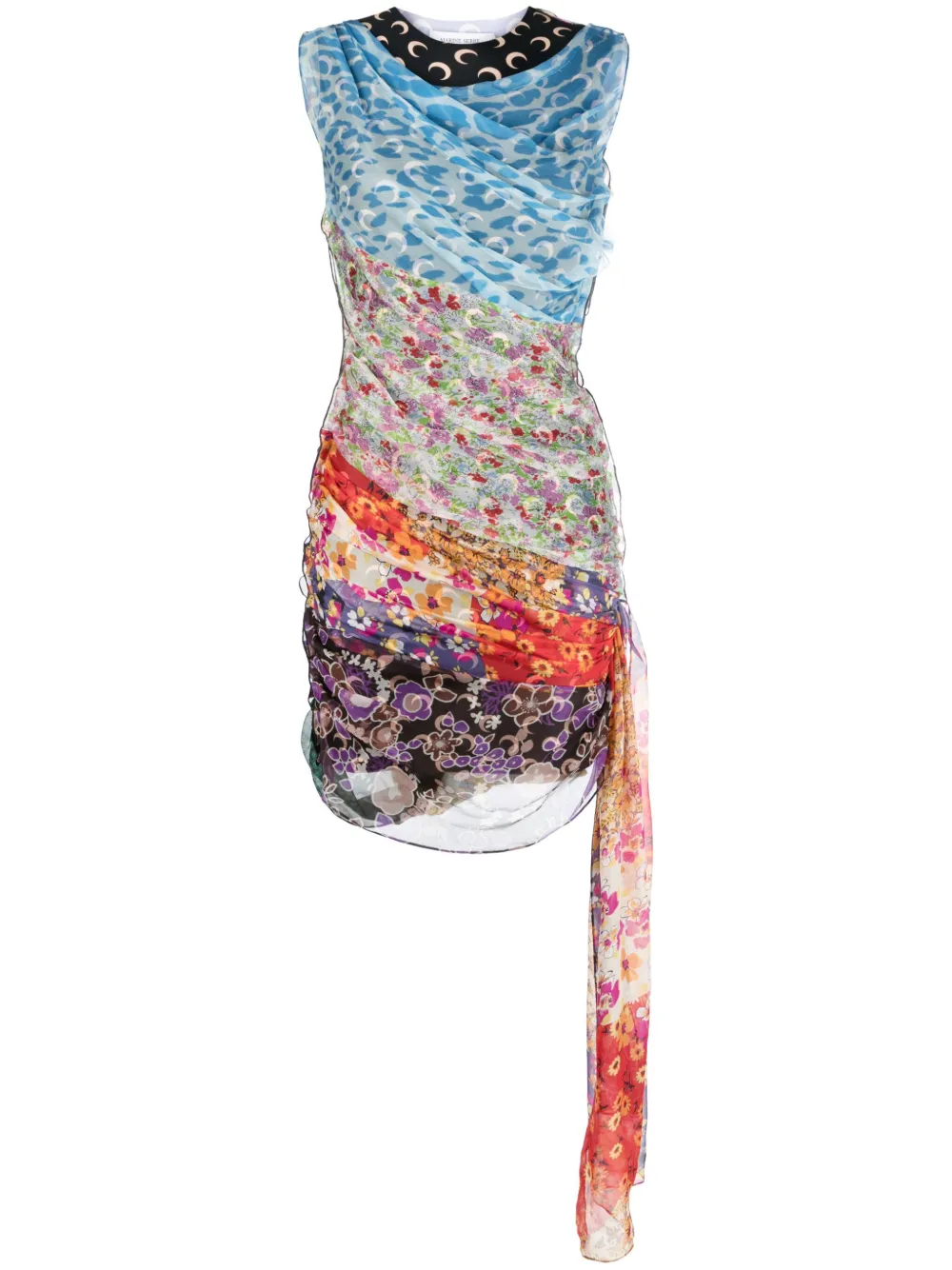

Шелковое платье мини Regenerated Scarves Marine Serre, синий