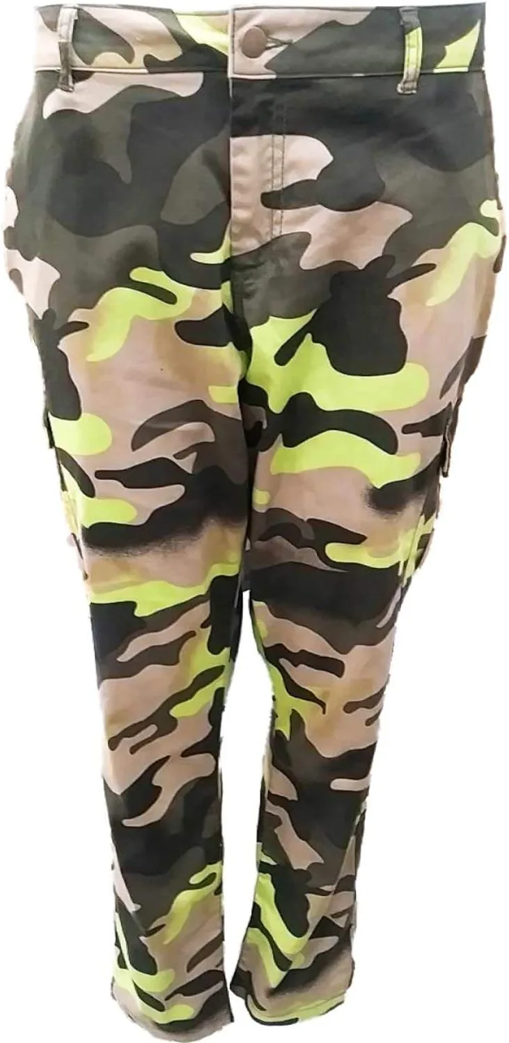 

Женские джинсы 5 карманов зеленый камуфляж Kardashian Kollection