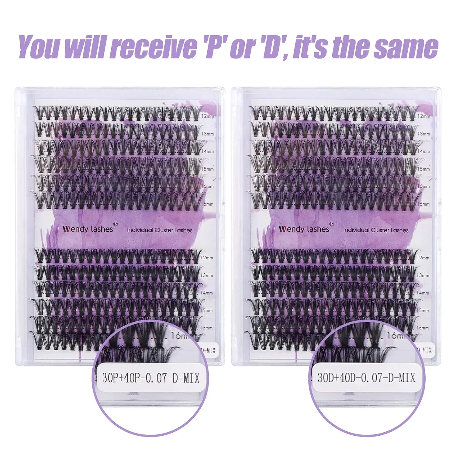Набор из 240 кластерных ресниц 10P+20P для наращивания, C-изгиб, 12-16 мм Wendy Lashes — фото 2
