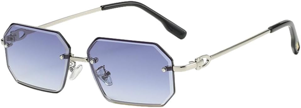 

мужские многоугольные солнцезащитные очки UV400 женские винтажные модные солнцезащитные очки для мужчин металлические зеленые коричневые синие женские TYUVIVO, Silver With Gray