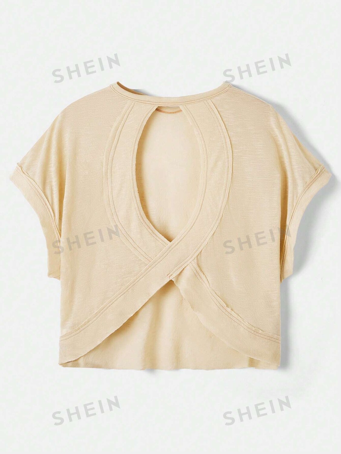 

Футболка женская Shein Essnce с открытой спиной, абрикосовый