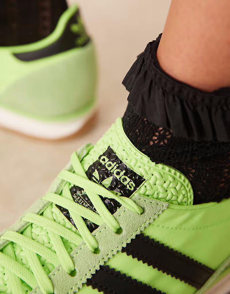 Кроссовки Adidas Originals SL 72 OG в ярко-зеленом и черном цветах — фото 4